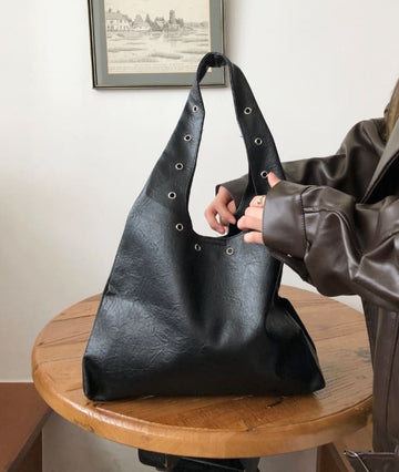 Sheet Eyelet Leather Shoulder Bag